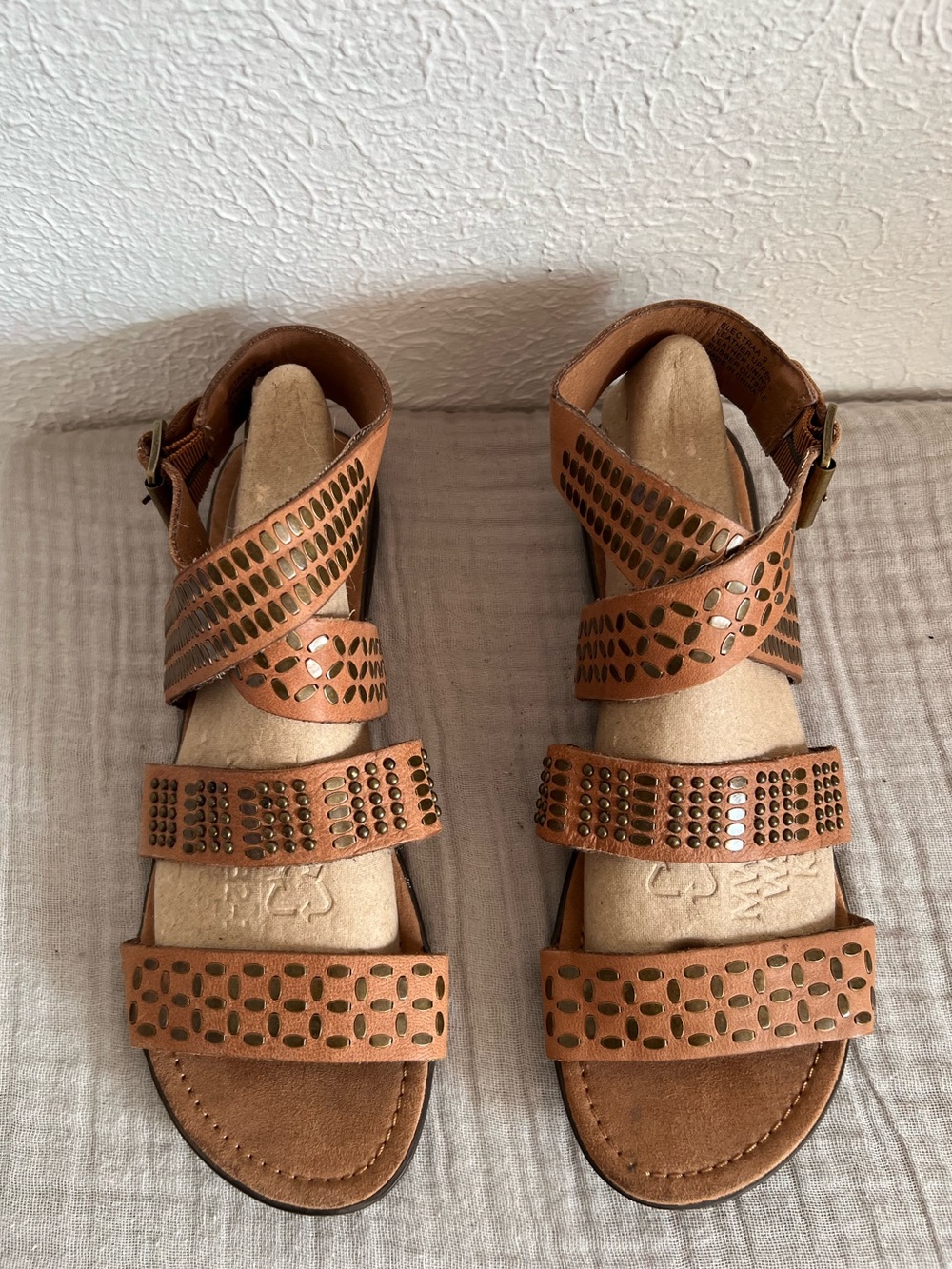 Steve by Steve Madden Women's Brown Studded Leather Sandals